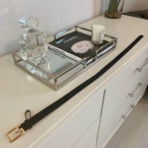 Gucci Skinny Suede Black Belt with Gold Buckle Size 85/34 - Picture 7 of 8